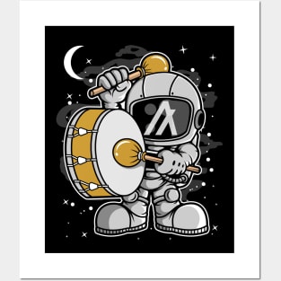 Astronaut Drummer Algorand ALGO Coin To The Moon Crypto Token Cryptocurrency Blockchain Wallet Birthday Gift For Men Women Kids Posters and Art